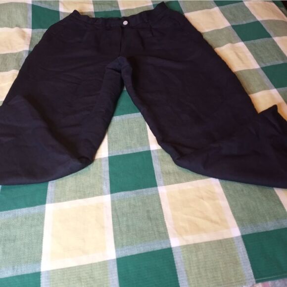 Liz Claiborne Classics 12P Black 55%Linen 45%Rayon Lined Zipper Pockets Full Len - Picture 1 of 9